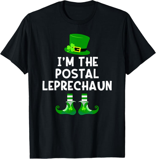 Postal Worker Leprechaun Funny St Patrick's Day T-Shirt - T-Shirt | Black
