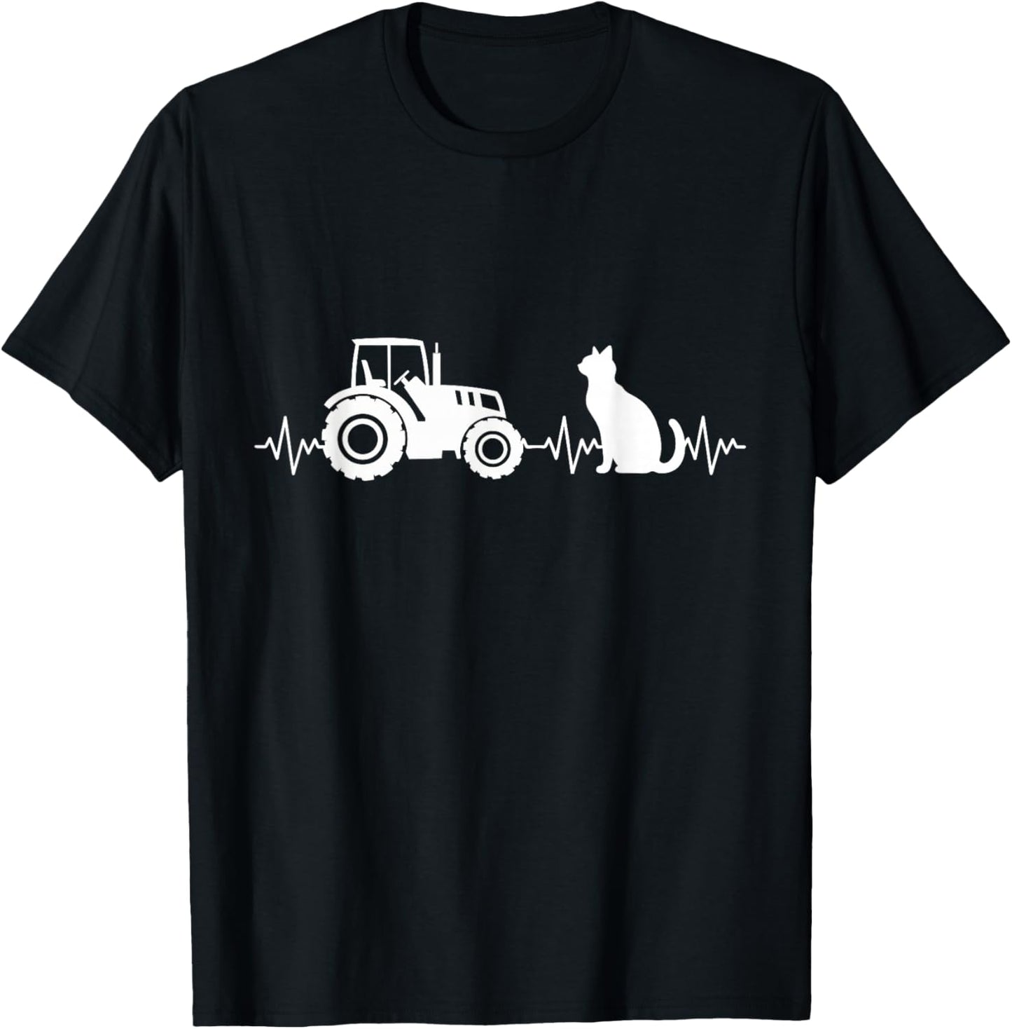 Cat Tractor Farming Funny Farmer Cat Lover Tractor T-Shirt - T-Shirt | Black