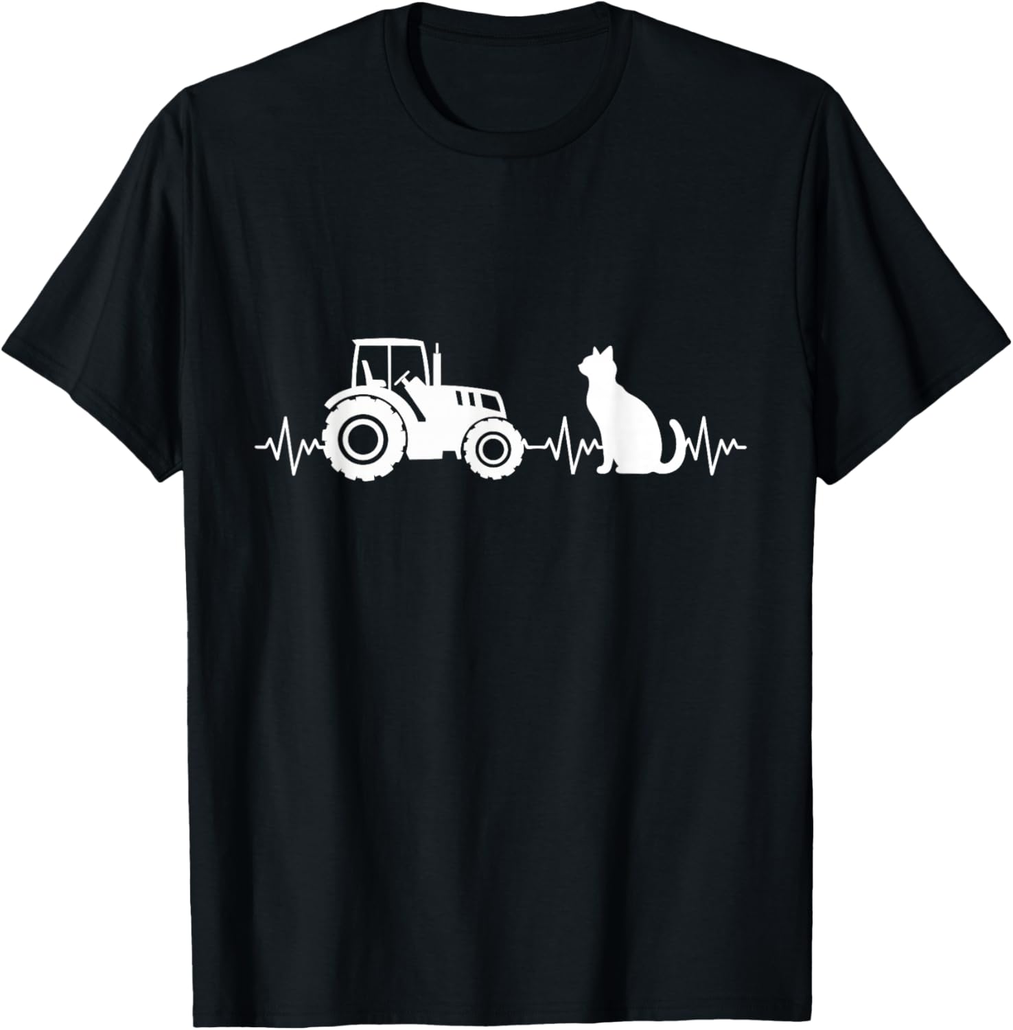 Cat Tractor Farming Funny Farmer Cat Lover Tractor T-Shirt - T-Shirt | Black