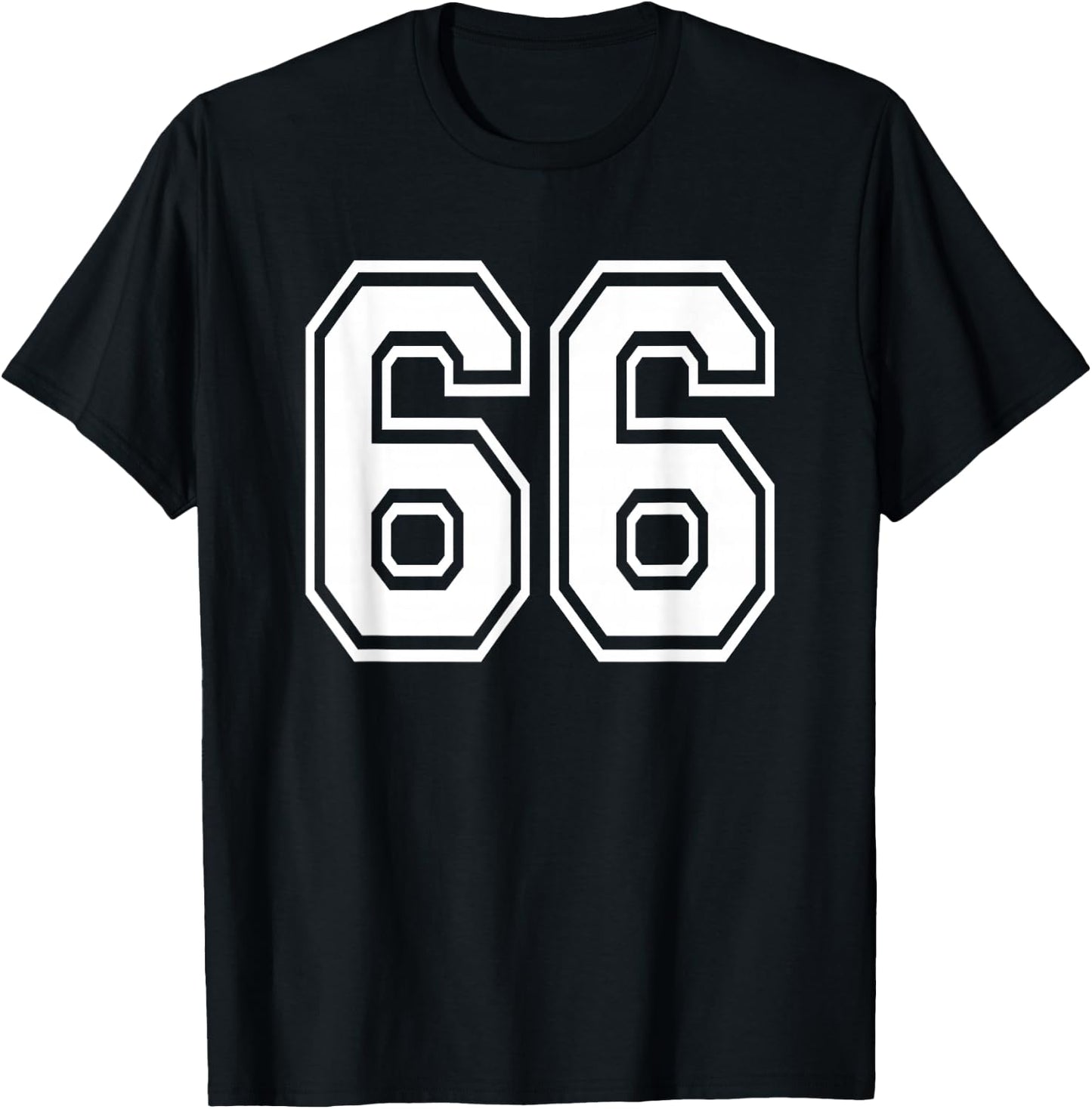Number 66 66th Birthday Gift Player Team Numbered Jersey T-Shirt - T-Shirt | Black