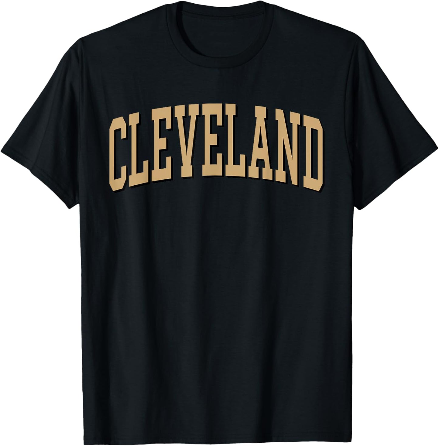 Cleveland Apparel . Co - Vintage Varsity Arched Text Cleveland - -Adult, Short Sleeve, , Red, Small T-Shirt - T-Shirt | Black