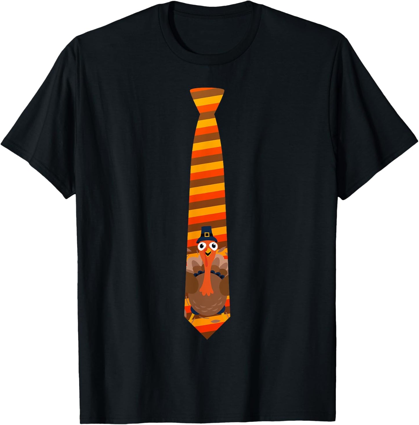 Thanksgiving Tie, Necktie Funny Family Dinner Turkey Graphic T-Shirt - T-Shirt | Black