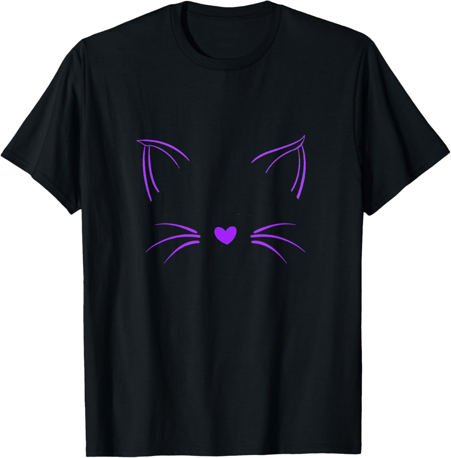 Purple Invisible Cat Face Purple Color Graphic T-Shirt - T-Shirt | Black