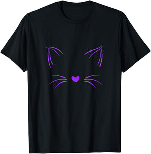 Purple Invisible Cat Face Purple Color Graphic T-Shirt - T-Shirt | Black