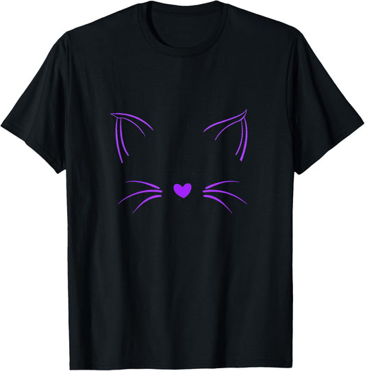 Purple Invisible Cat Face Purple Color Graphic T-Shirt - T-Shirt | Black