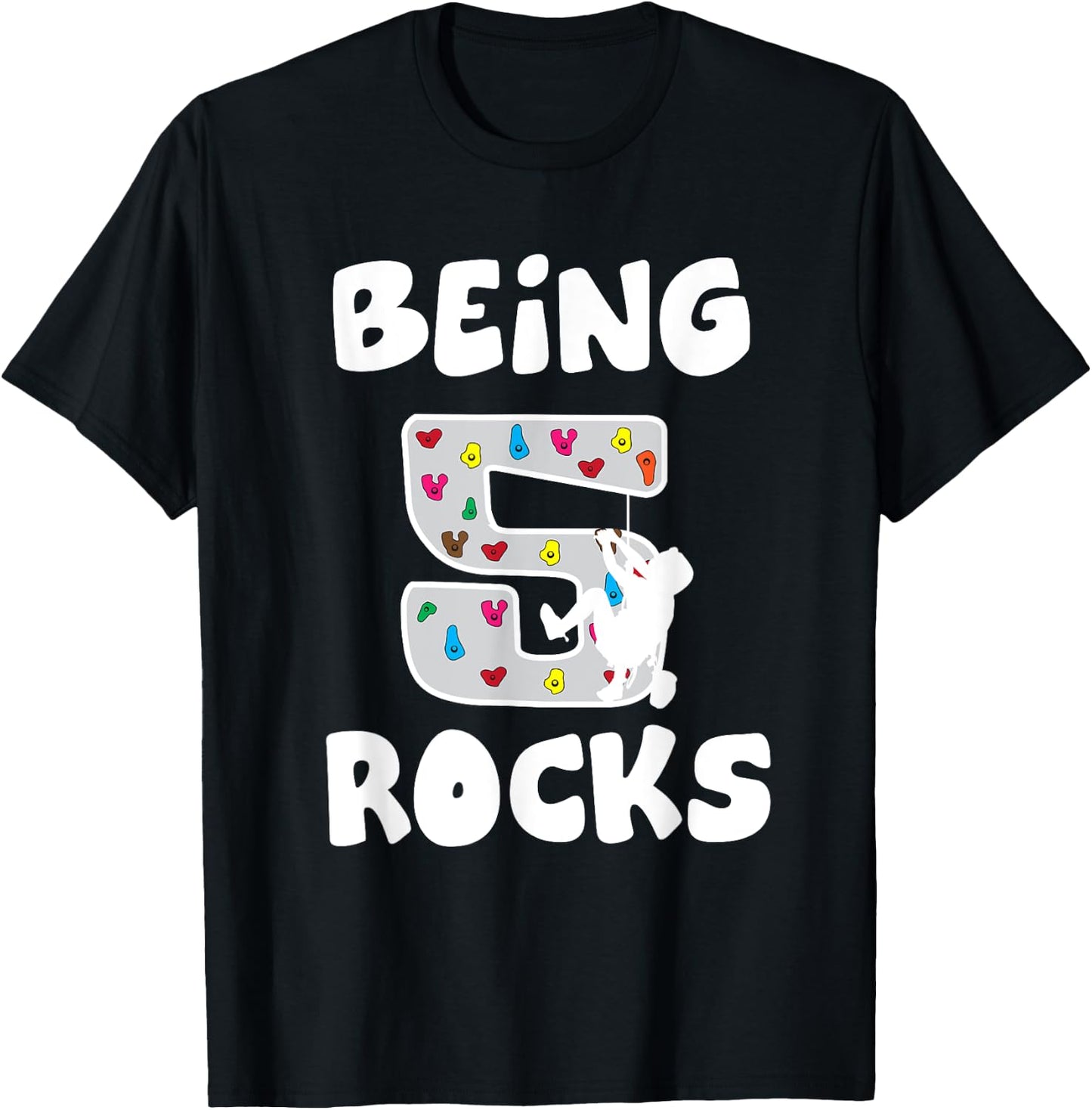 Rock Climbing Funny 5 Years Old 5th Birthday Gift Kids T-Shirt - T-Shirt | Black