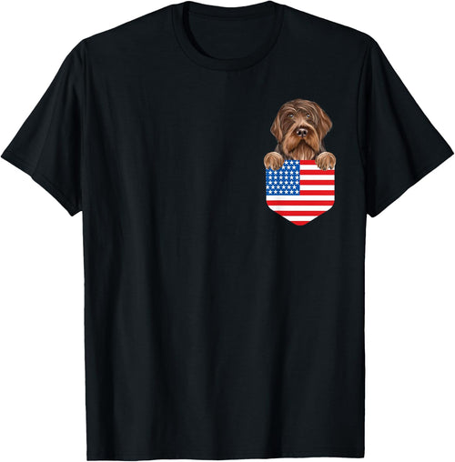 America Flag Wirehaired Pointing Griffon Dog In Pocket