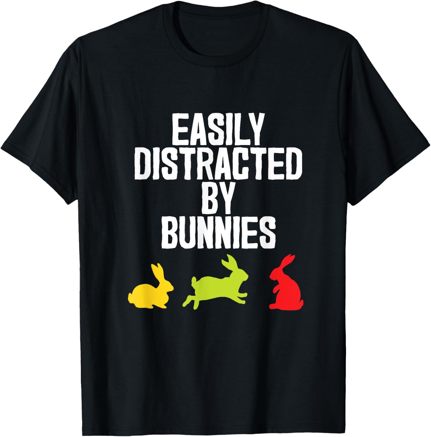 Distracted Funny Bunny Rabbit Retro Gift T-Shirt - T-Shirt | Black