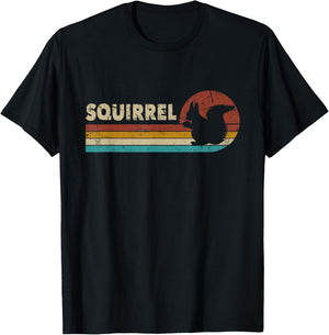 Squirrel Vintage Men Women Kids Boys Girls Funny Retro T-Shirt - T-Shirt | Black