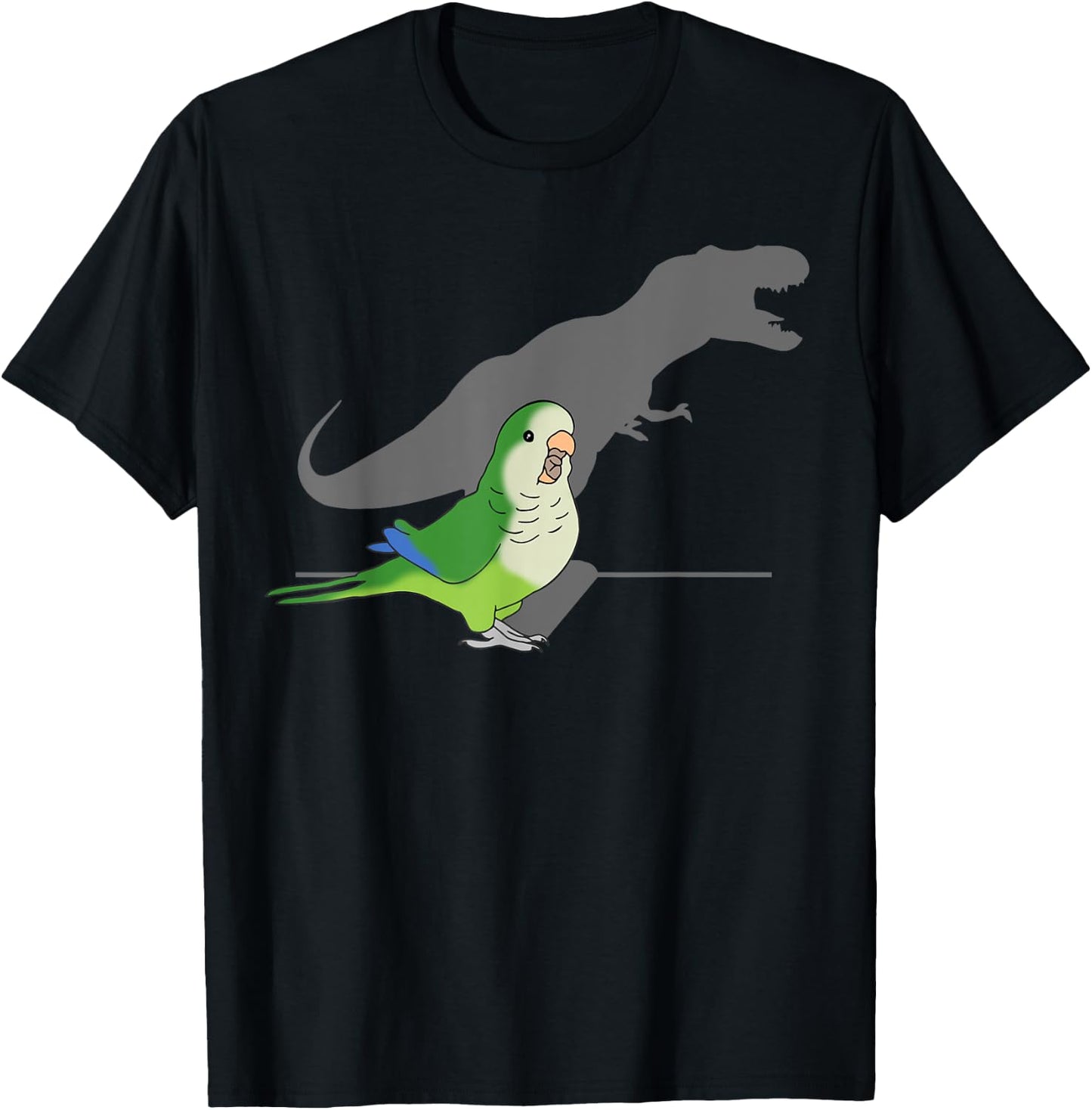 T-rex Green Monk Parakeet, Funny Birb memes Screaming Parrot T-Shirt - T-Shirt | Black