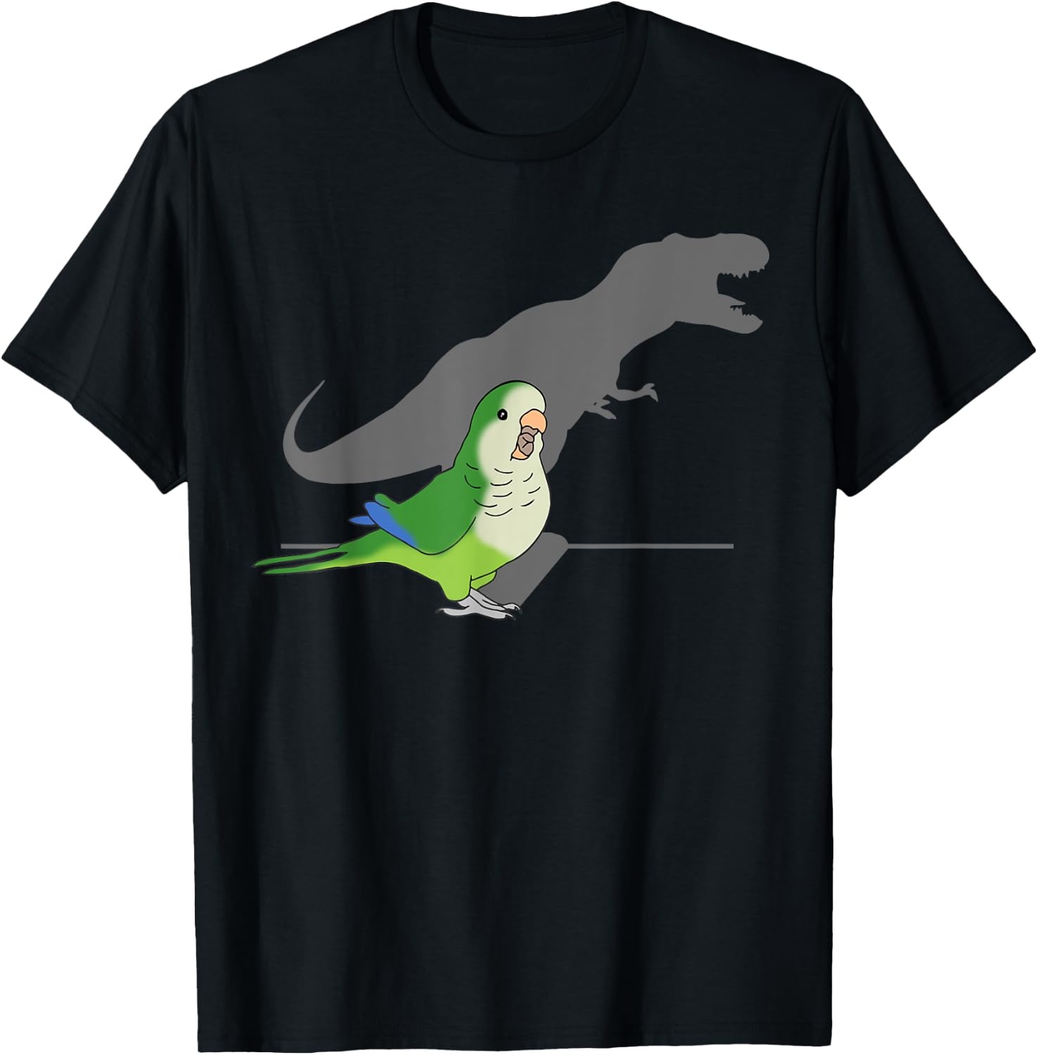 T-rex Green Monk Parakeet, Funny Birb memes Screaming Parrot T-Shirt - T-Shirt | Black