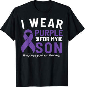I Wear Purple For My Son Hodgkin's Lymphoma Awareness T-Shirt - T-Shirt | Black