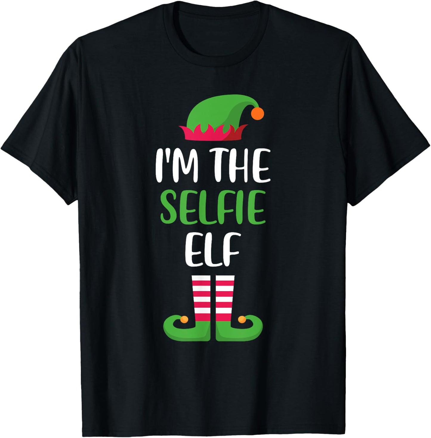 The Selfie Elf Family Matching Christmas Group Funny Xmas T-Shirt - T-Shirt | Black
