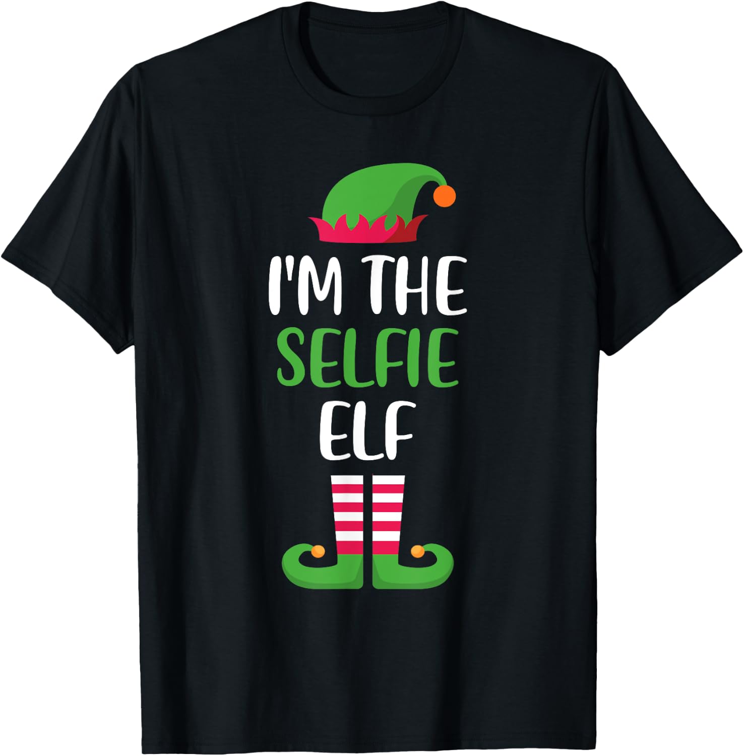 The Selfie Elf Family Matching Christmas Group Funny Xmas T-Shirt - T-Shirt | Black