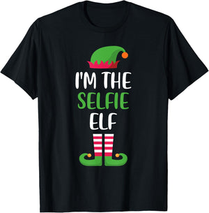 The Selfie Elf Family Matching Christmas Group Funny Xmas T-Shirt - T-Shirt | Black