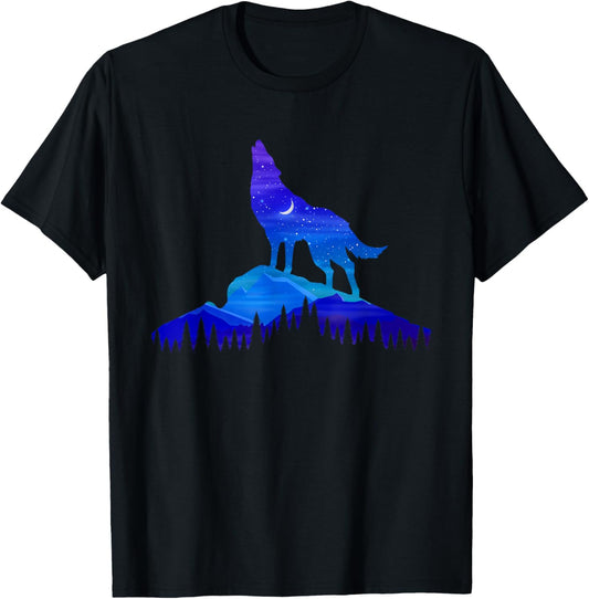 Starry Wolf - Wildlife Nature Animal Lover T-Shirt - T-Shirt | Black