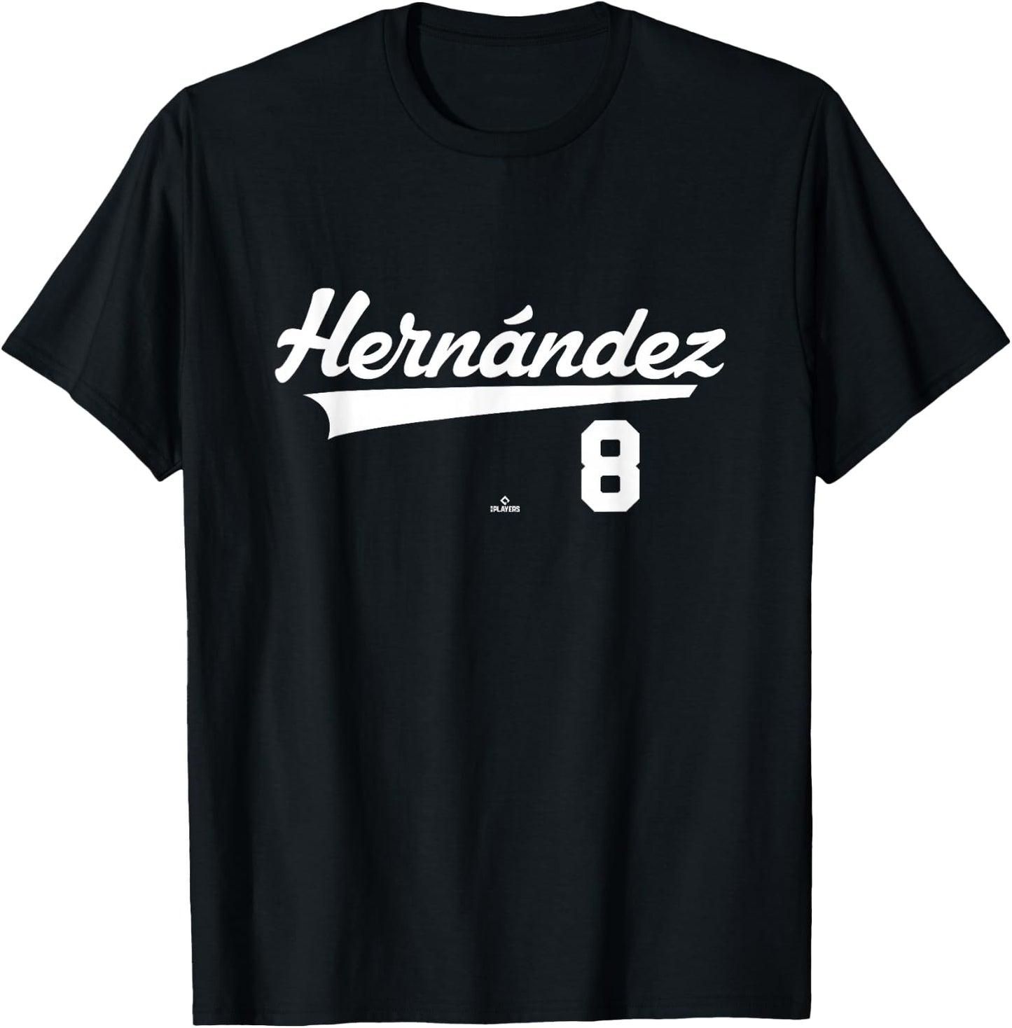 Player Name Swoosh Kiké Hernández Los Angeles Baseball MLBPA T-Shirt - T-Shirt | Black