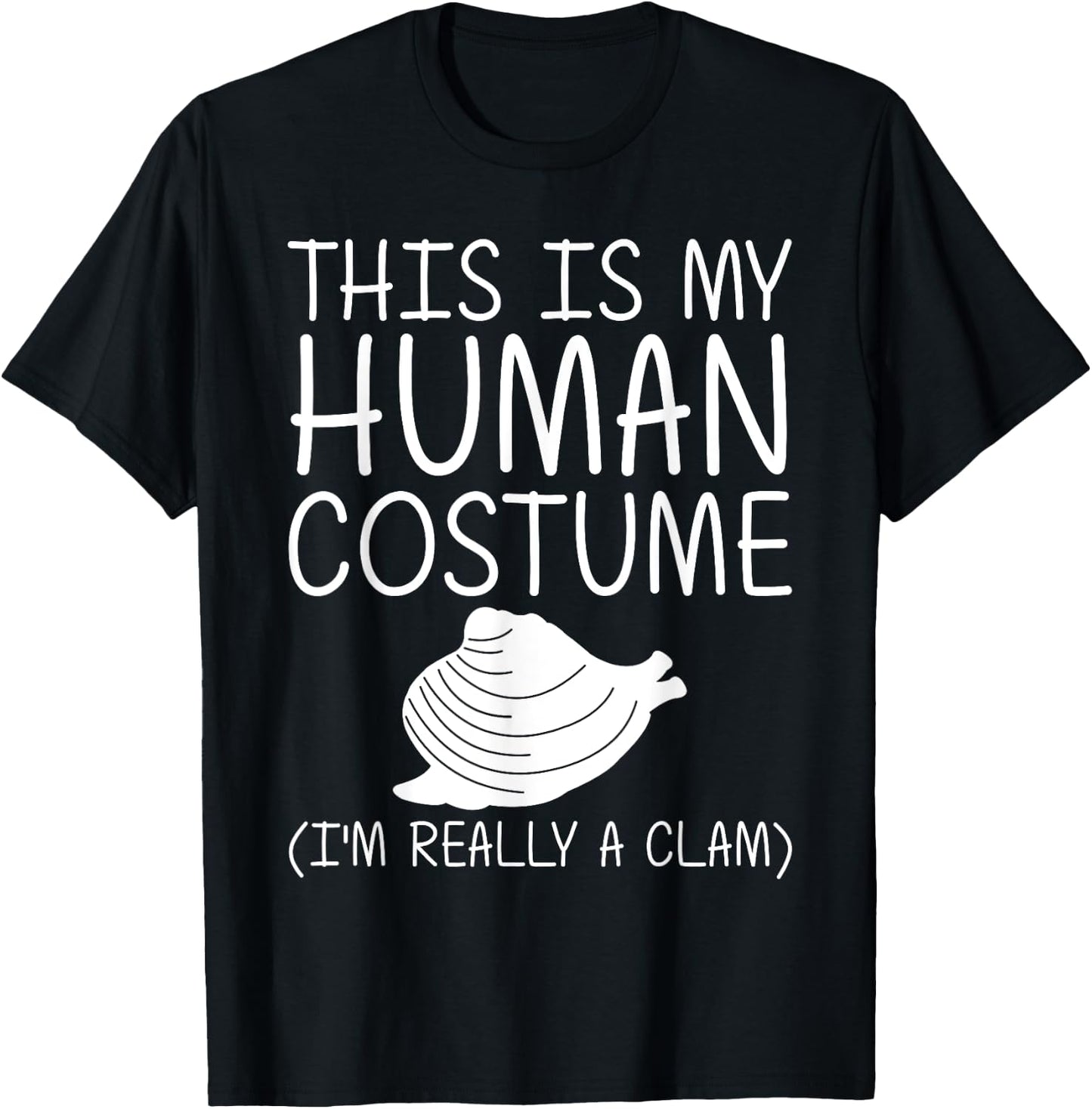 Clam Easy Halloween Human Costume Shellfish Shell DIY Gift T-Shirt - T-Shirt | Black