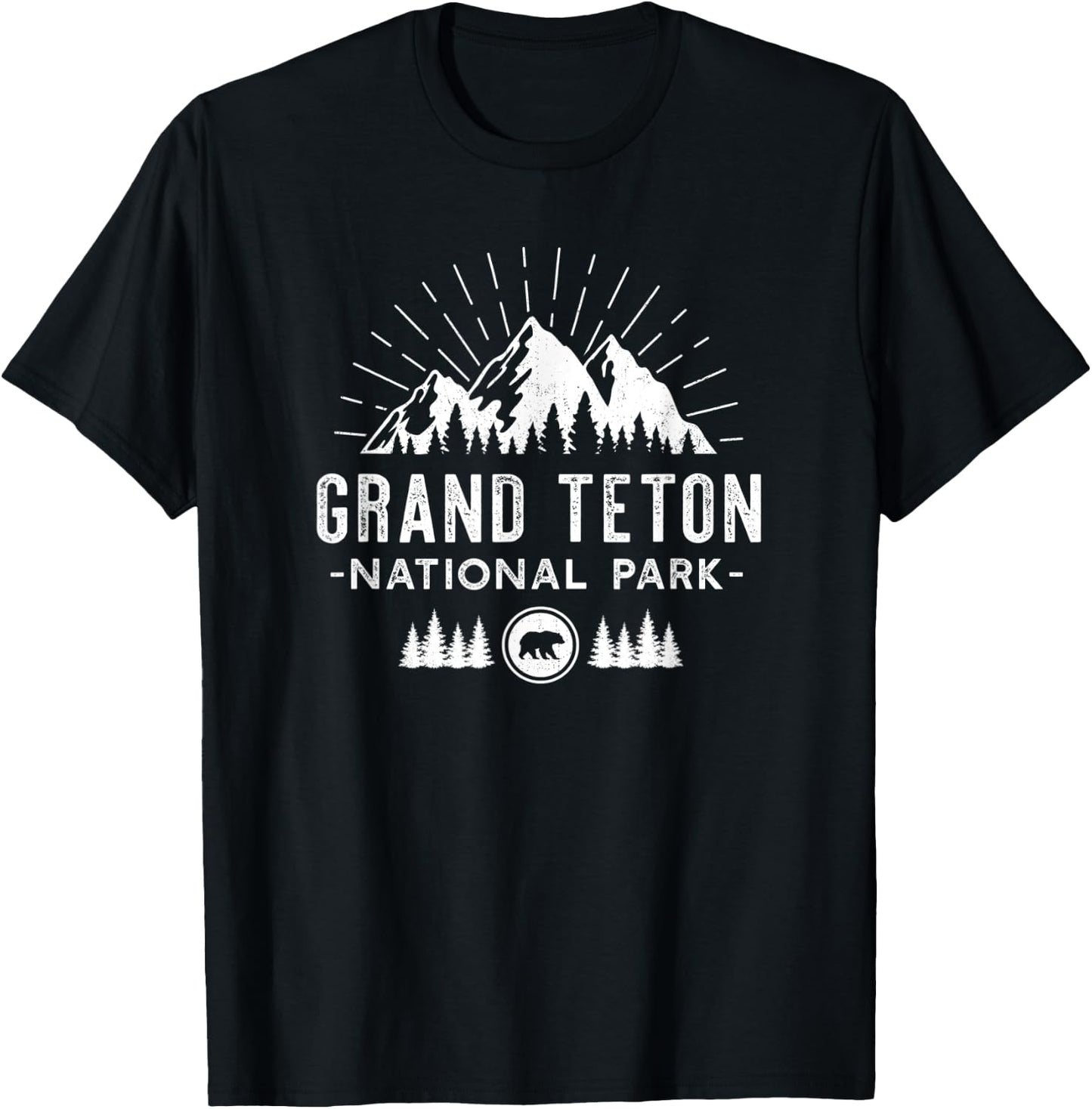 Grand Teton National Park - Retro hiking vacation gift T-Shirt - T-Shirt | Black