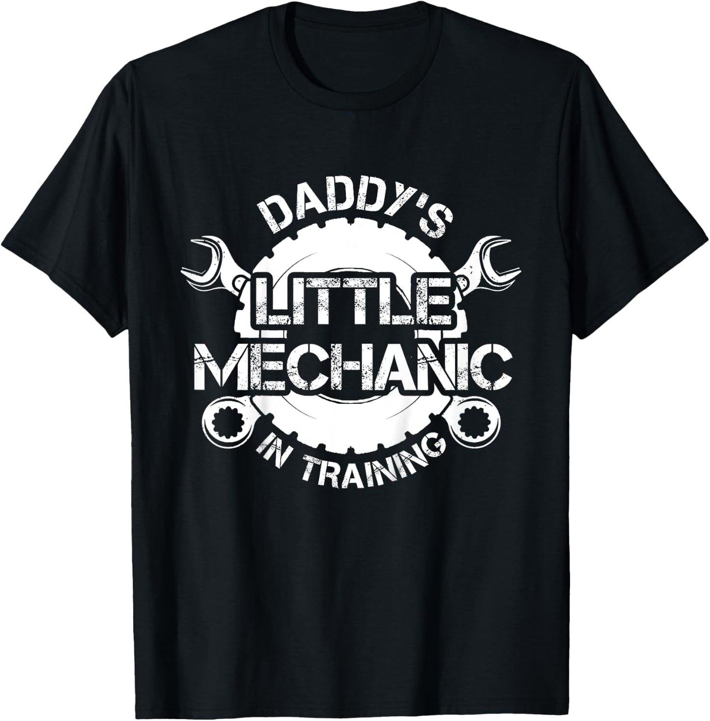 Daddy's Little Mechanic In Training Kids Proud Dad Mechanic T-Shirt - T-Shirt | Black