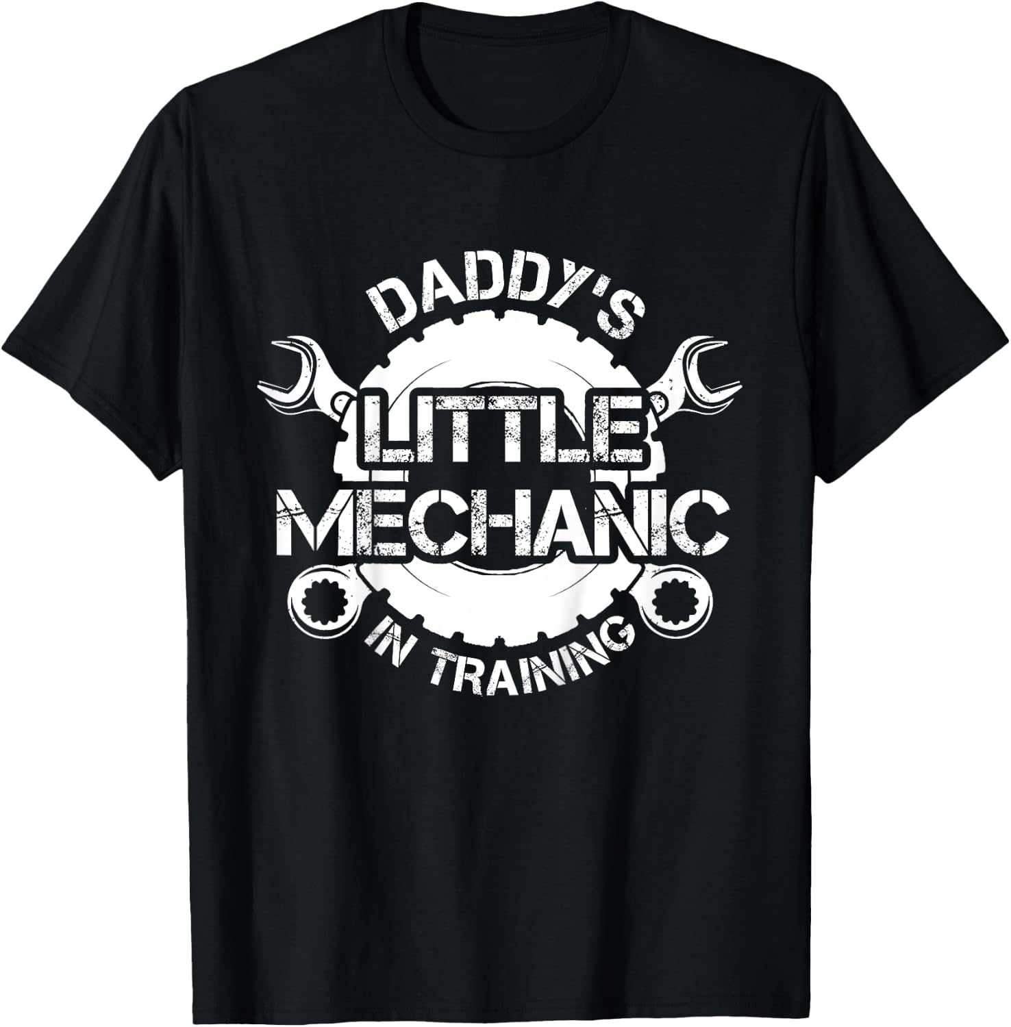 Daddy's Little Mechanic In Training Kids Proud Dad Mechanic T-Shirt - T-Shirt | Black