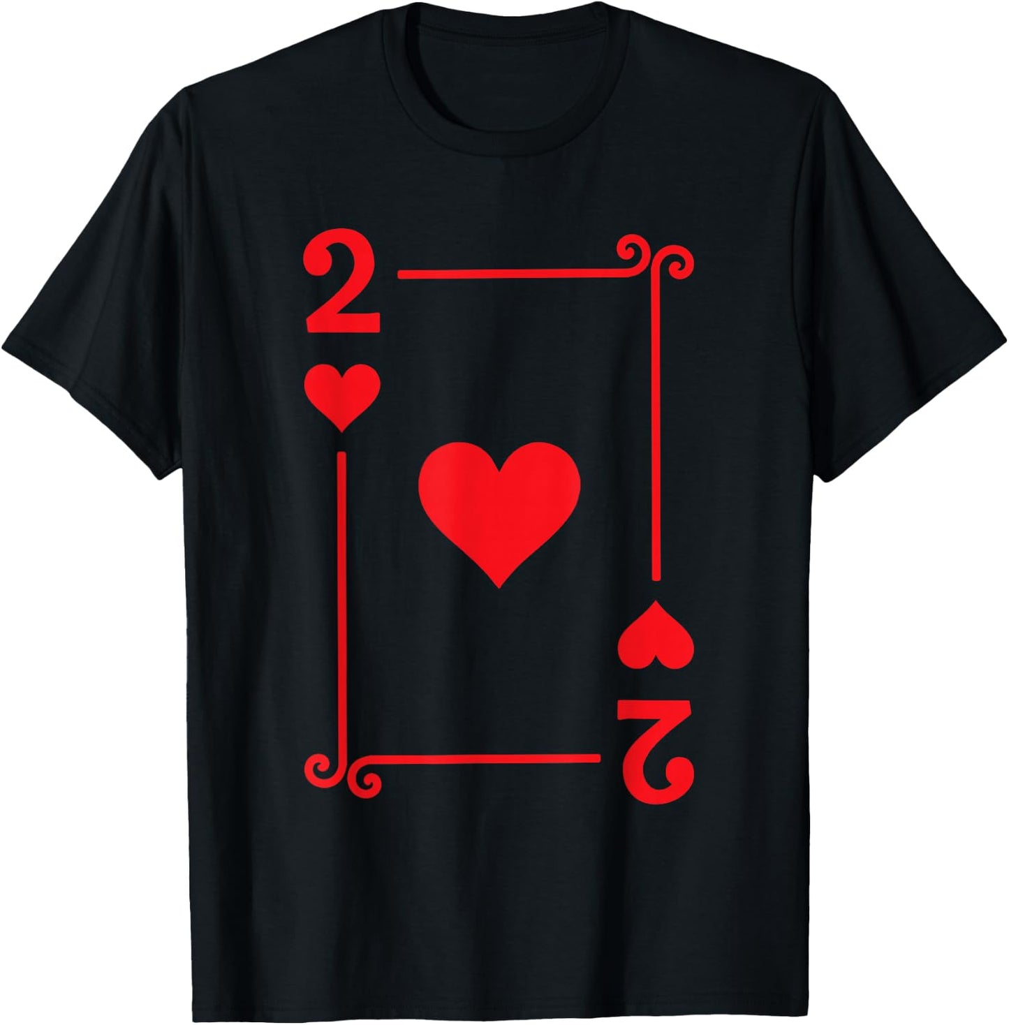 Playing Cards Costume - 2 Hearts Card - Two Card T-Shirt - T-Shirt | Black