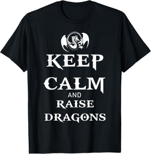 Keep Calm and Raise Dragons Cool Fantasy Adventure Viking T-Shirt - T-Shirt | Black