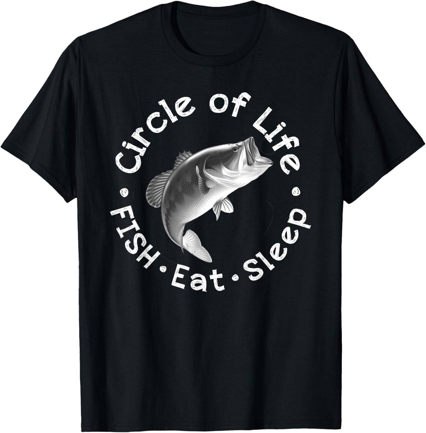Funny Bass Fishing Circle Life Big Mouth T-Shirt - T-Shirt | Black
