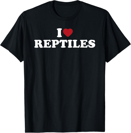I Love Reptiles Retro Heart Pet Reptile Design T-Shirt - T-Shirt | Black
