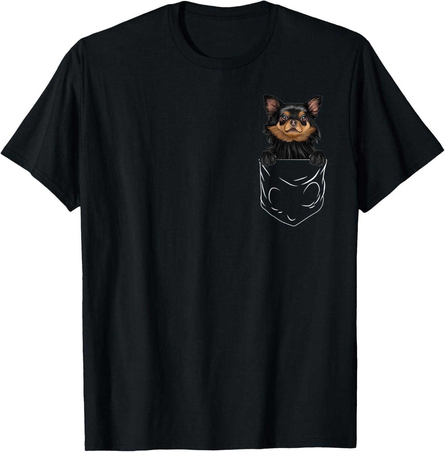 Dog In Pocket Black Chihuahua Funny Dog Lover Women Kids T-Shirt - T-Shirt | Black
