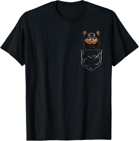 Dog In Pocket Black Chihuahua Funny Dog Lover Women Kids T-Shirt - T-Shirt | Black