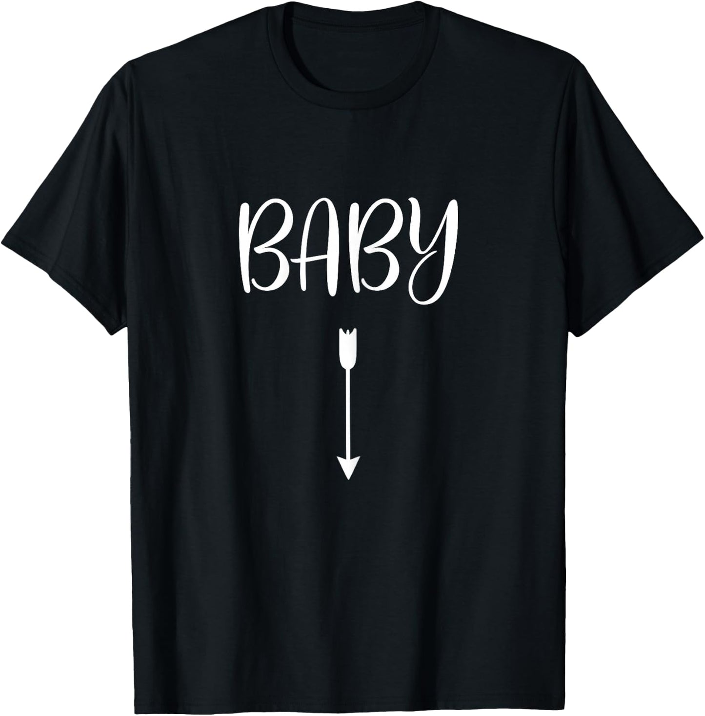 Baby with Arrow Pointing Down to Belly Matching Pregnancy T-Shirt - T-Shirt | Black