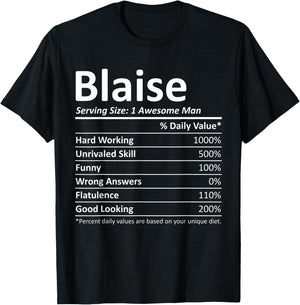 BLAISE Nutrition Funny Birthday Personalized Name Gift T-Shirt - T-Shirt | Black
