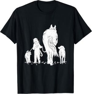 Girl with Horse and Dog T-Shirt - T-Shirt | Black
