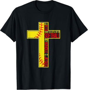 Funny Little Bit Of Softball Whole Lot Of Jesus T-Shirt - T-Shirt | Black