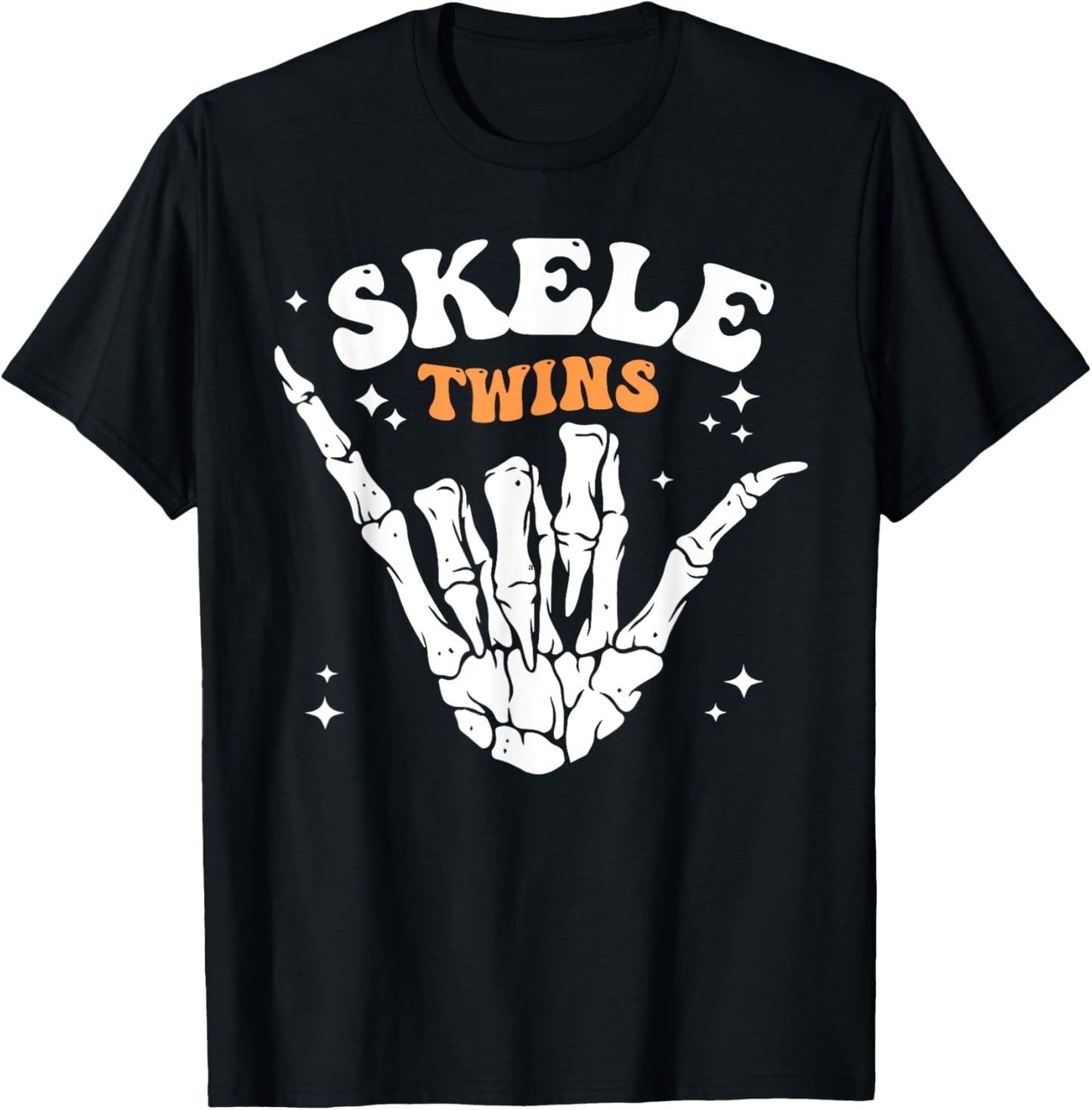 Twins Halloween Matching Skeletwins Funny Dancing Skeletons T-Shirt - T-Shirt | Black