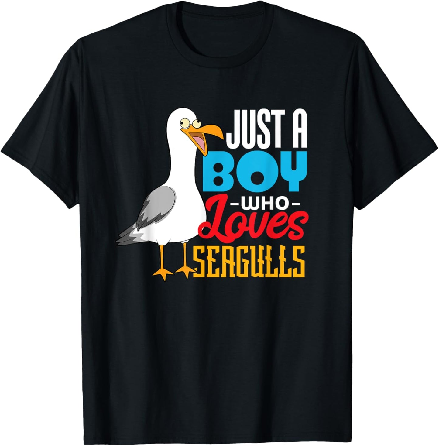 Just A Boy Who Loves Seagulls T-Shirt - T-Shirt | Black