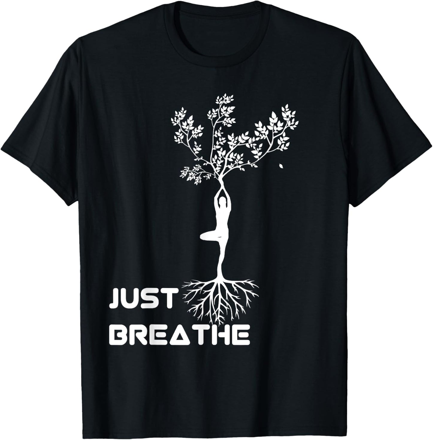 Yoga Tree of Life with Just breathe Women rooted T-Shirt - T-Shirt | Black