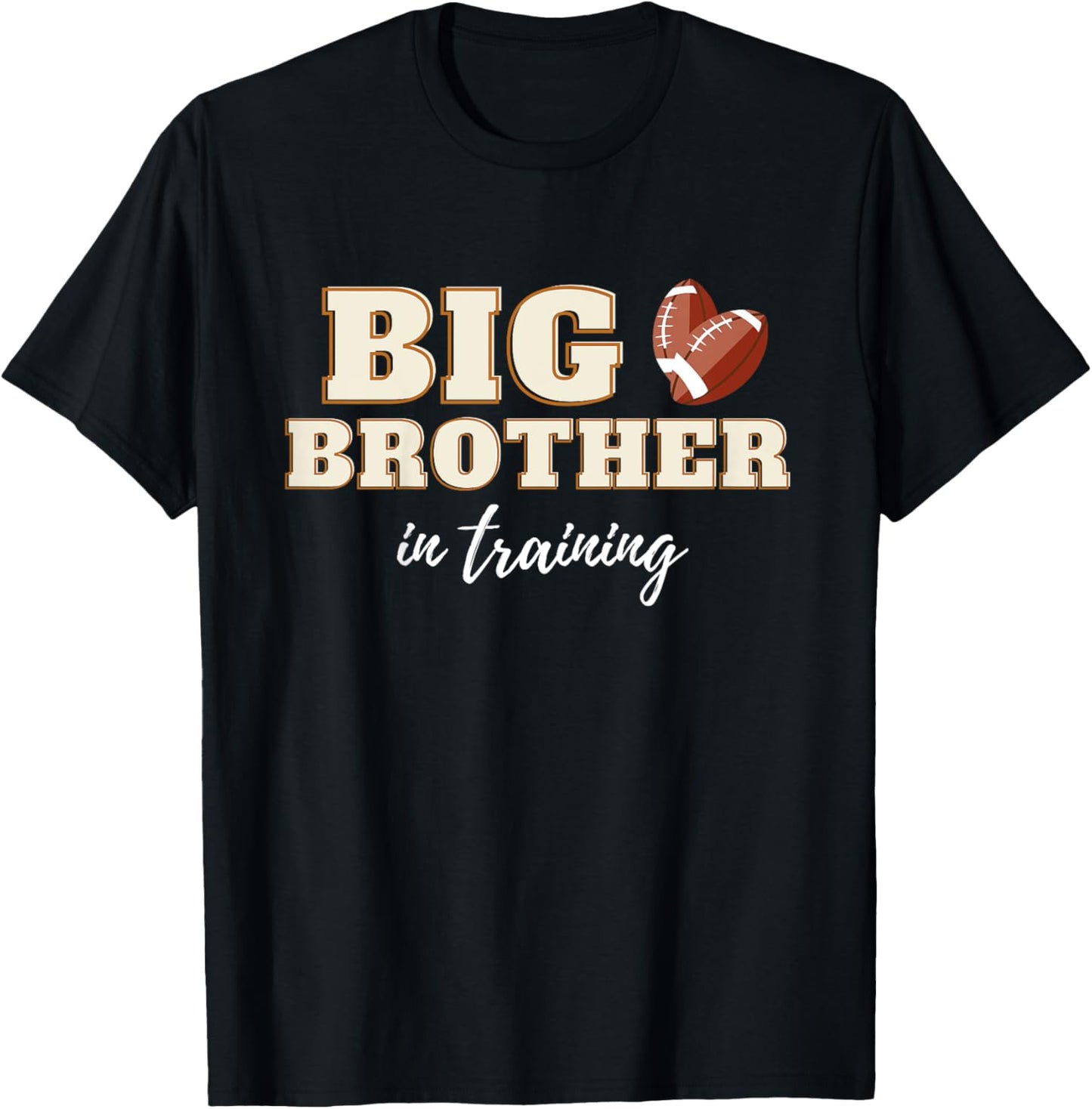 Kids Big Brother In Training Shirt Football Boy Pregnancy Reveal T-Shirt - T-Shirt | Black