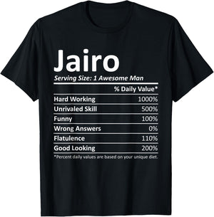 JAIRO Nutrition Funny Birthday Personalized Name Gift T-Shirt - T-Shirt | Black