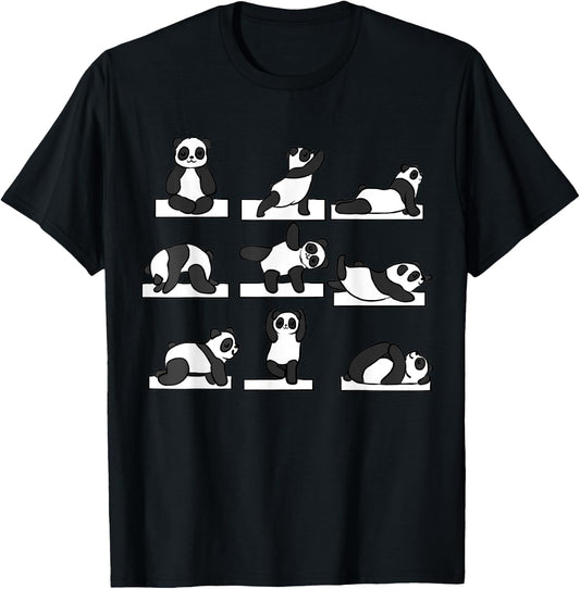 Funny Panda Yoga Women Pilates Gifts Her Lovers Kids T-Shirt - T-Shirt | Black