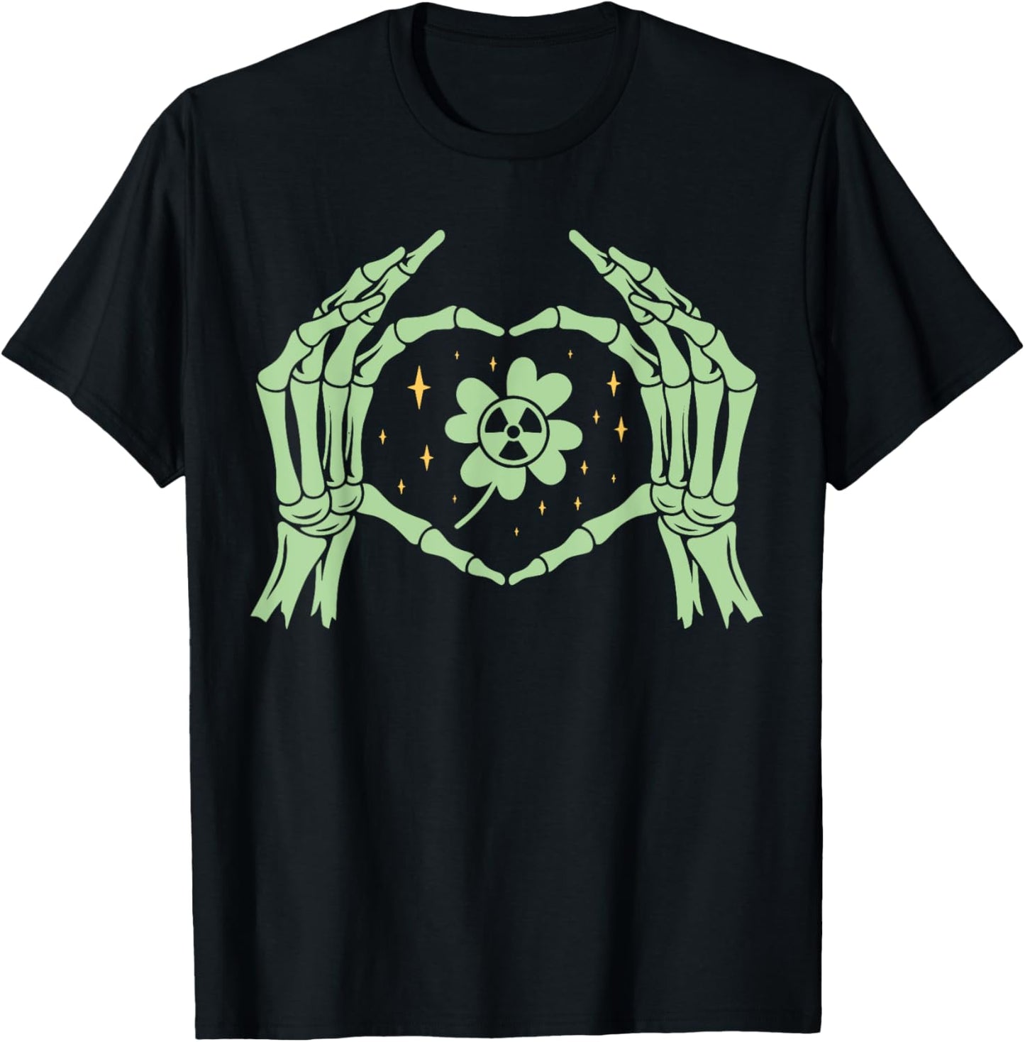 Radiology St. Patrick's Day Shamrock Skeleton Hand Xray Tech T-Shirt - T-Shirt | Black