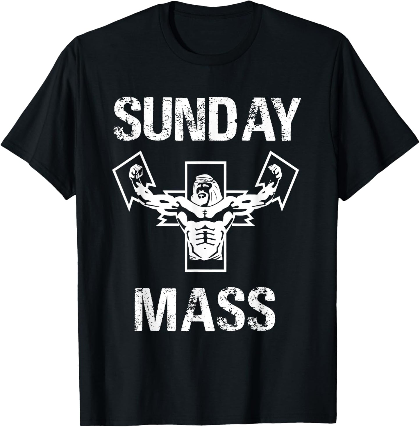 Sunday Mass - Jesus Gym Shirt T-Shirt - T-Shirt | Black