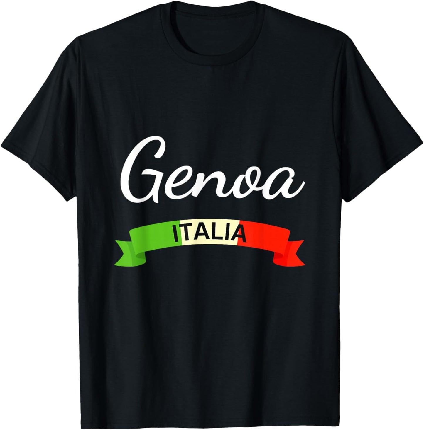 Genoa Italy Flag Genova Italia Souvenir Matching Italian T-Shirt - T-Shirt | Black