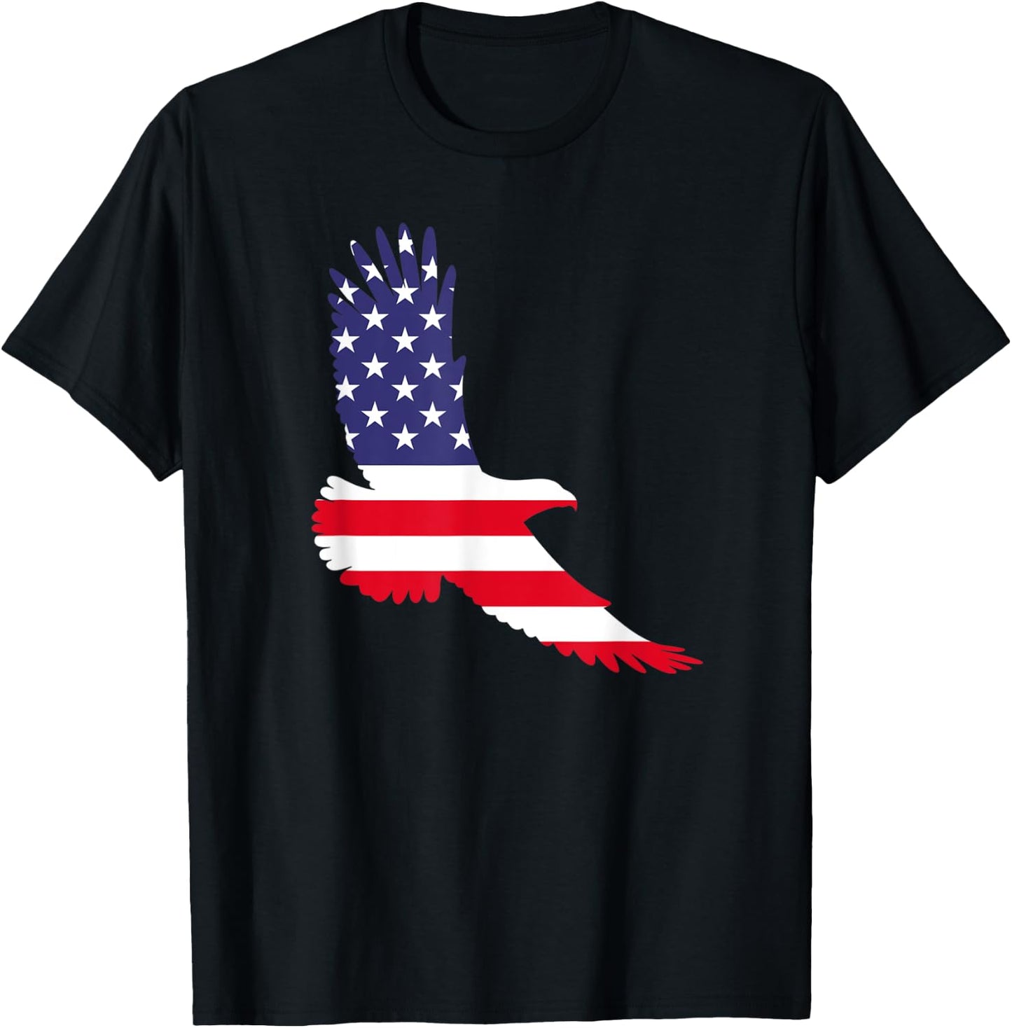 Beautiful Flying American Eagle Bird USA Flag Silhouette T-Shirt - T-Shirt | Black
