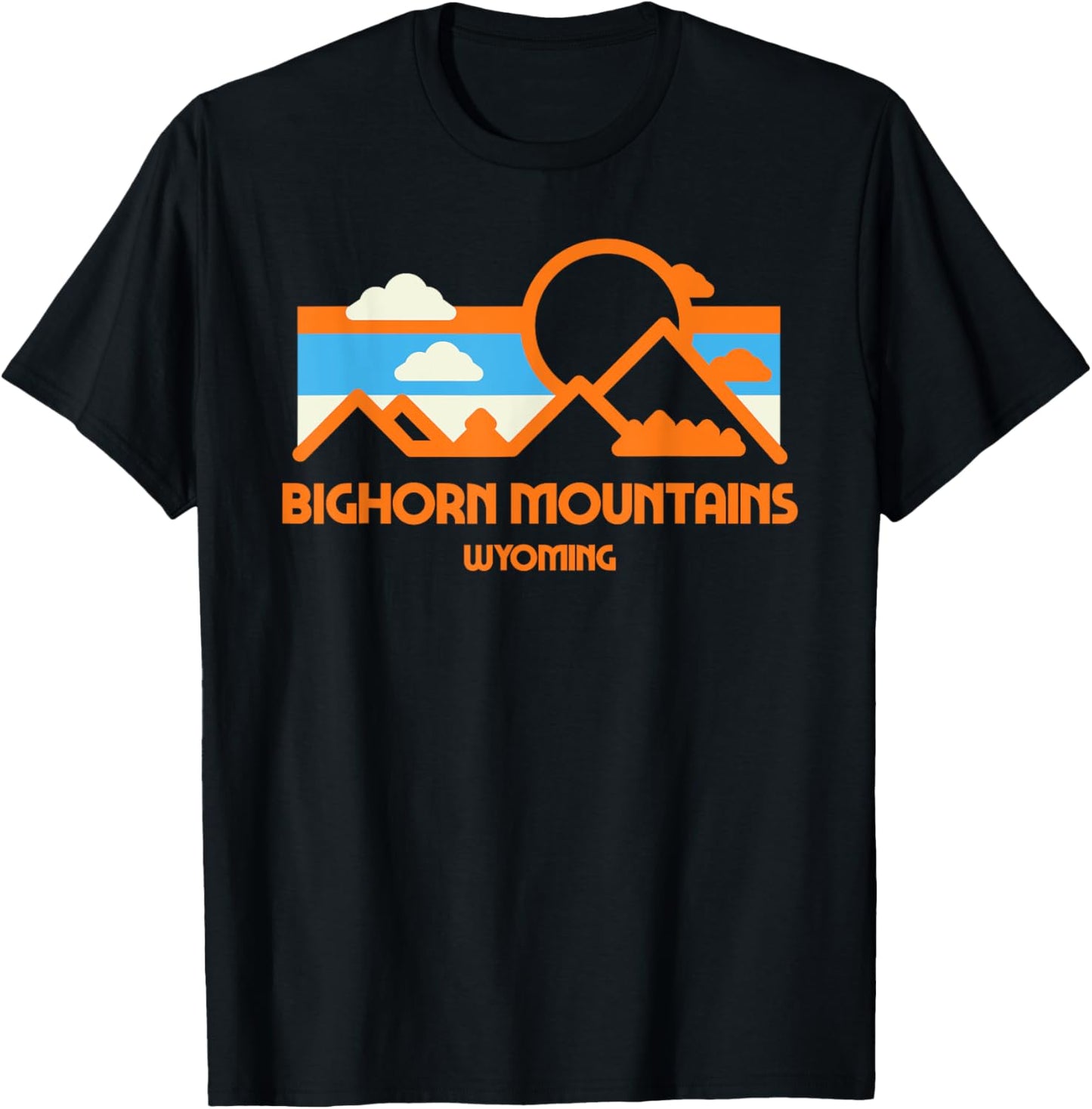 Retro Bighorn Mountains Wyoming Mountain Range Sunset T-Shirt - T-Shirt | Black
