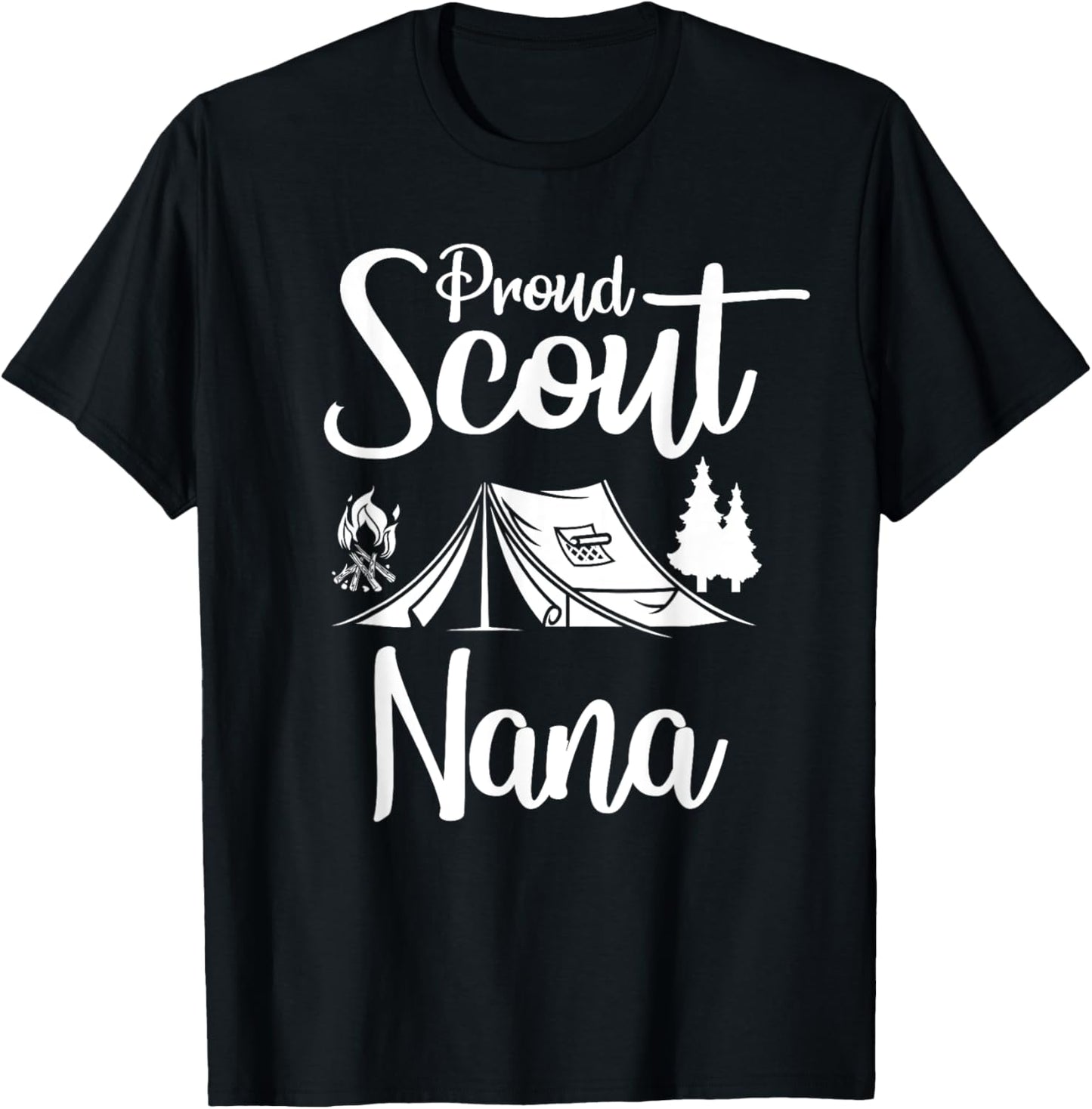 Proud Scout Nana Camping Scouting Tent Scout Mom Leader T-Shirt - T-Shirt | Black