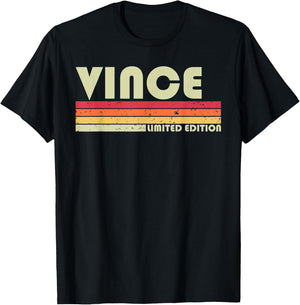VINCE Gift Name Personalized Funny Retro Vintage Birthday T-Shirt - T-Shirt | Black