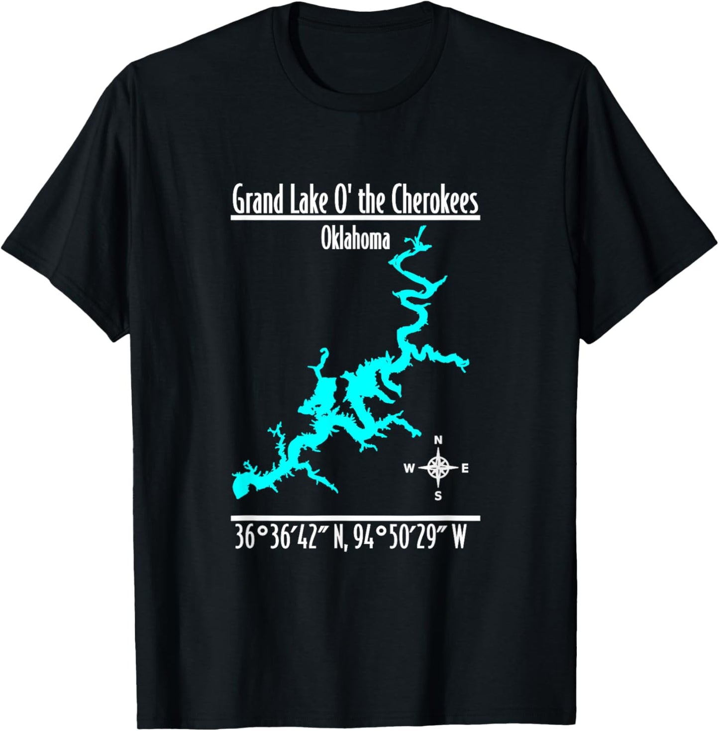 Modern Grand Lake of the Cherokees - Oklahoma T-Shirt - T-Shirt | Black