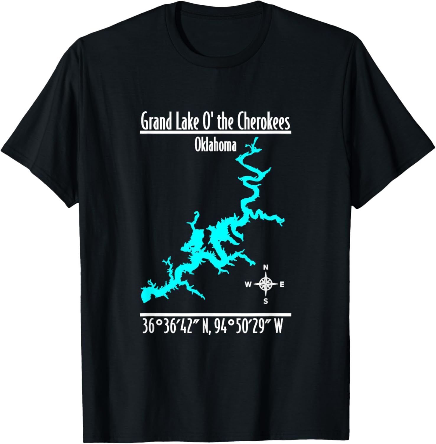 Modern Grand Lake of the Cherokees - Oklahoma T-Shirt - T-Shirt | Black